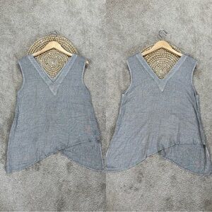 Dairi Fashion Women’s Asymmetric V-Neck Sleeveless Top Minimalist in Gray L